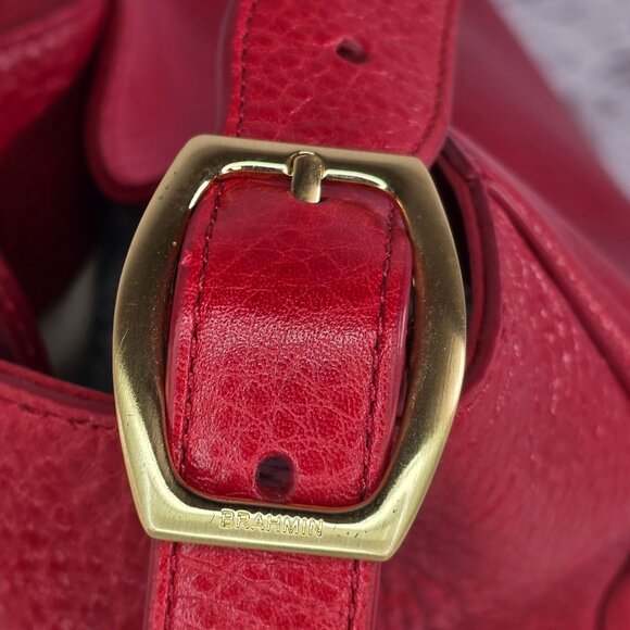 Brahmin Parin Womens Shoulder Bag Radiant Red Mystic Leather w/ Dust Cover Gift - Picture 10 of 15